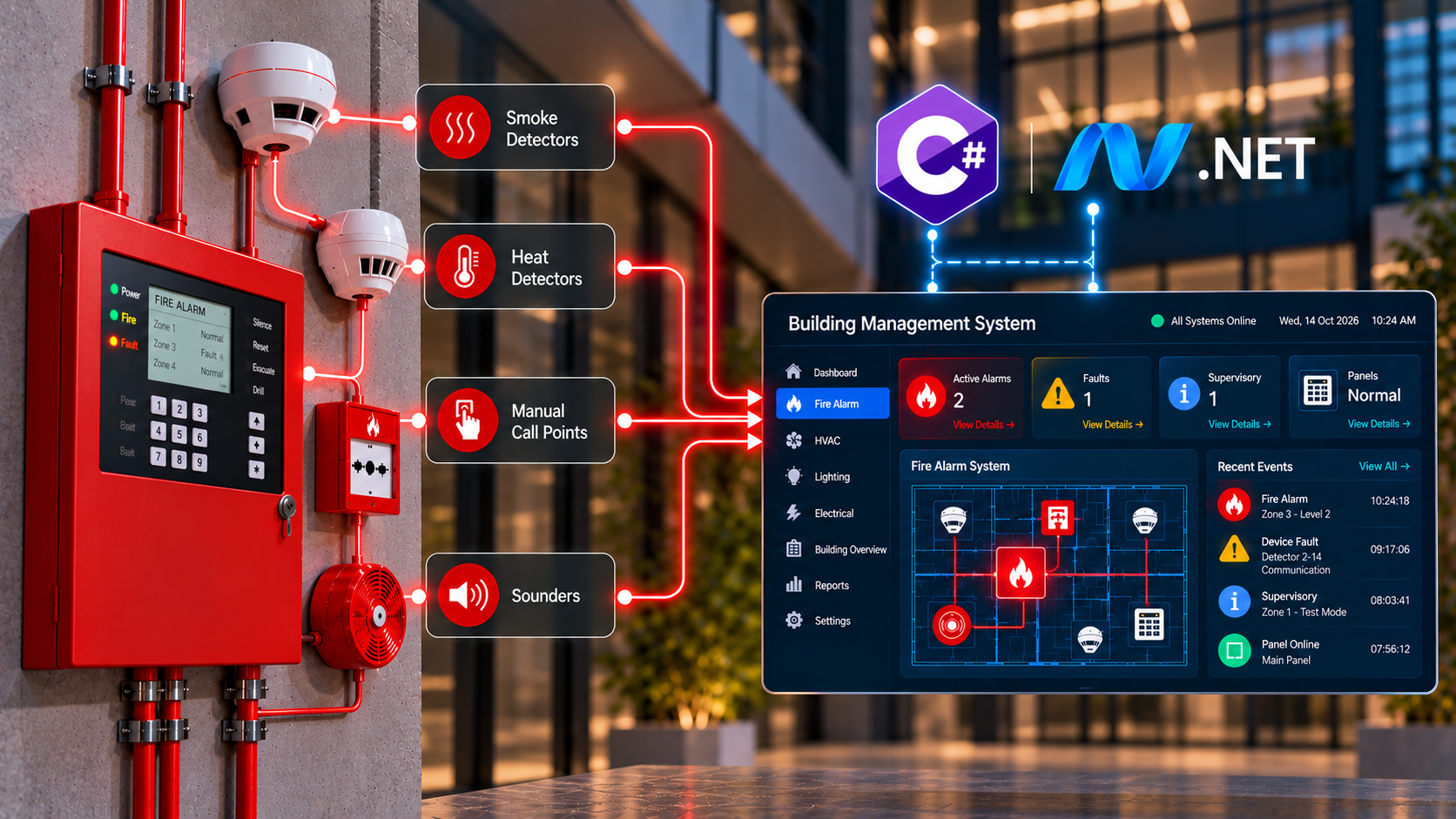 How C# and .NET Help Build Reliable Fire Alarm Monitoring Applications in Building Management Systems